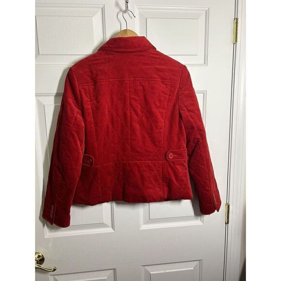TALBOTS Womens Jacket 12 Petite Quilted Red 4 Button Front Pockets - Picture 2 of 4